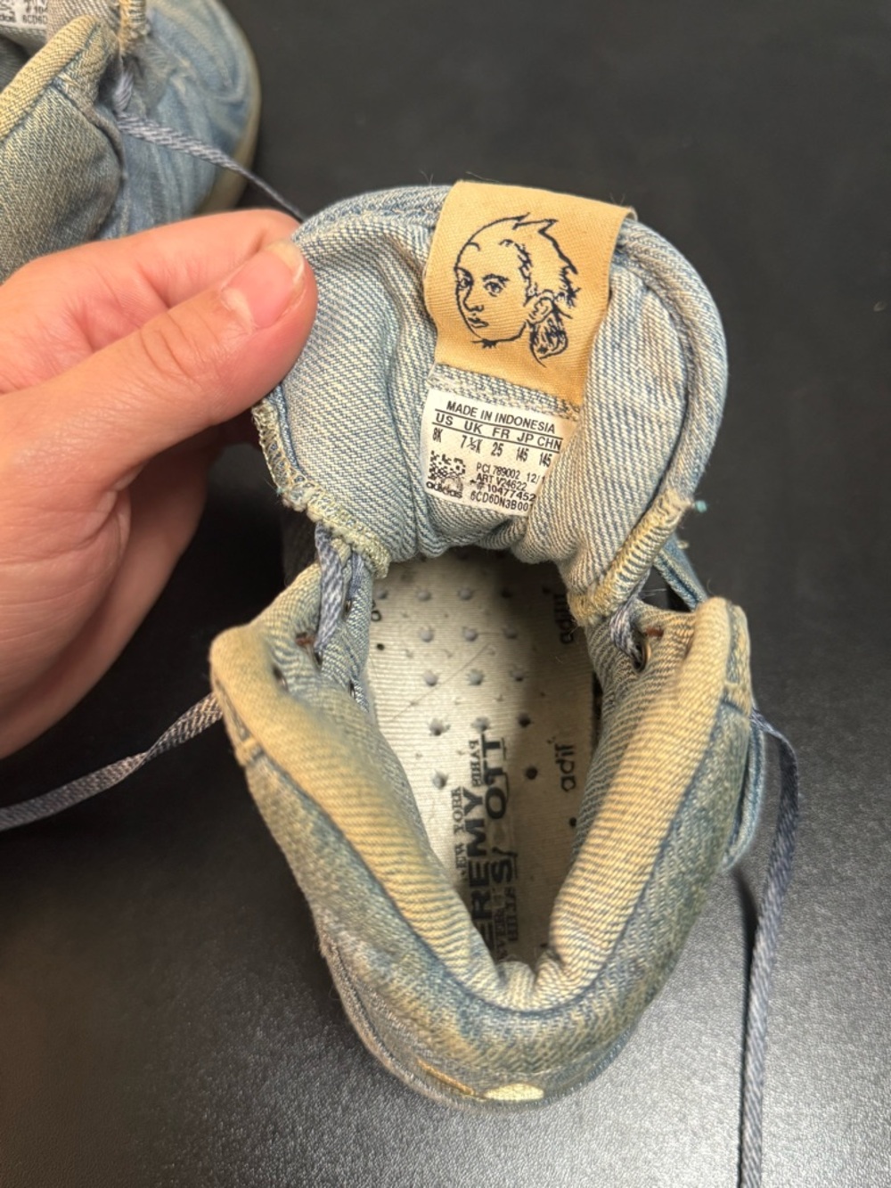 Jeremy Scott x Adidas Kids Denim High-Top Sneakers with Gold Wing Embroidery - Picture 9 of 12